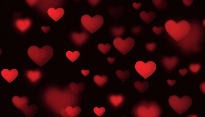 Poster - glowing red heart shapes on black background for romantic digital designs, valentine's day graphics, or love themed media

