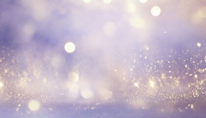 Poster - soft violet and gold bokeh glitter background with glowing light sparkles for festive design, banner, or invitation use

