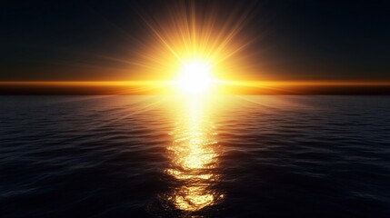 Wall Mural - a stunning sunrise illuminating the ocean with golden rays reflecting on the water.