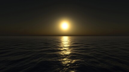Wall Mural - a serene sunset illuminating the ocean with golden reflections on the water.
