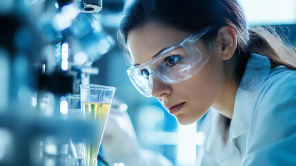 Wall Mural - a biochemist developing synthetic enzymes for industrial applications, advanced lab with real-time e