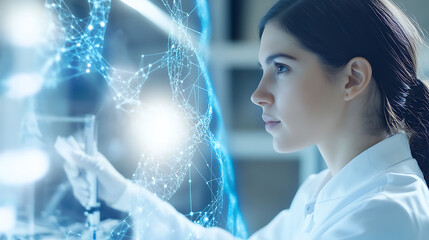 Wall Mural - a bioengineer researching ai models for personalized medicine, medical lab with genetic sequencing t