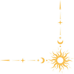 Wall Mural - Mystic celestial border with golden moon and stars ornament. Astrologic frame with spiritual elements. Dividers and fantasy corner with pattern of esoteric astral decorations.