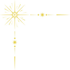 Wall Mural - Celestial magic border. Mystic ornament with sun and stars. Astrology corner element and elegant divider with spiritual symbols. Vintage decoration with esoteric signs.