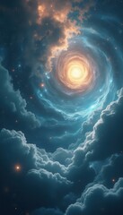 Fototapete - Stunning cosmic vortex with swirling clouds and starry skies creates a sense of wonder and ethereal beauty