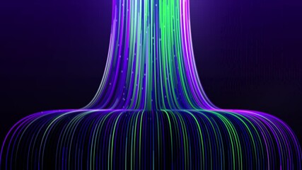 Wall Mural - green purple fiber optic lines - abstract data flow background loop 4k