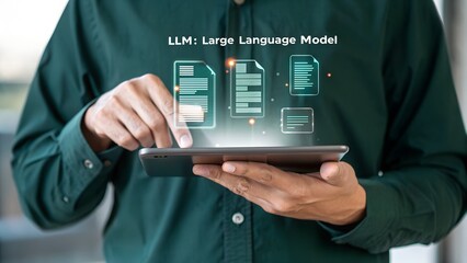 Wall Mural - llm, ai large language model concept, big data, data transfer, generative ai, natural language gener