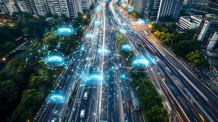 Wall Mural - an ai powered system improving urban mobility by analyzing transportation patterns, ai-assisted rout
