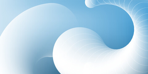 Wall Mural - minimalist abstract background with overlapping curvy blue and grey circular 3d shapes. modern geome