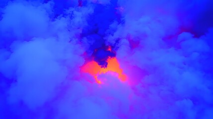 Wall Mural - Dramatic Colorful Clouds Backlit by Orange Light Creating a Mystical Sky Atmosphere