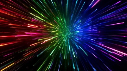 Fototapete - high-speed light trail animation, creating a dynamic and futuristic backdrop. The red and blue light motion trails convey a sense of fast movement and modern technology. 