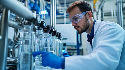 Wall Mural - a mechanical engineer developing sustainable desalination systems for freshwater production, high-te