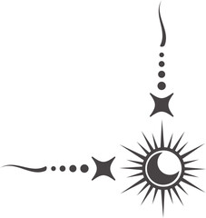 Wall Mural - Mystic celestial border with moon and stars ornaments. Astrologic frame with spiritual elements. Divider and fantasy corner with pattern of esoteric astral decorations.
