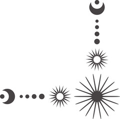 Wall Mural - Mystic celestial border with moon and stars ornaments. Astrologic frame with spiritual elements. Divider and fantasy corner with pattern of esoteric astral decorations.