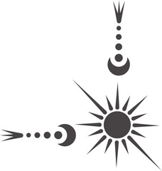 Wall Mural - Mystic celestial border with moon and stars ornaments. Astrologic frame with spiritual elements. Divider and fantasy corner with pattern of esoteric astral decorations.