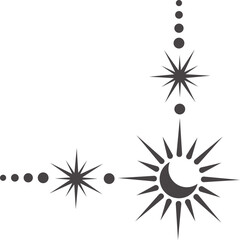 Wall Mural - Mystic celestial border with moon and stars ornaments. Astrologic frame with spiritual elements. Divider and fantasy corner with pattern of esoteric astral decorations.
