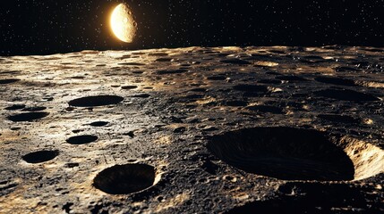 Wall Mural - The surface of Mercury, full of craters and barren landscapes.