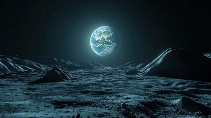 Wall Mural - A breathtaking view of Earthrise as seen from the Moon.