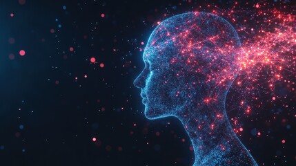 Wall Mural - abstract representation of the human mind connected network with digital technology and artificial i