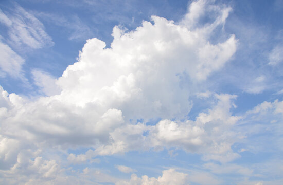 Clouds in a bright blue sky backgrounds