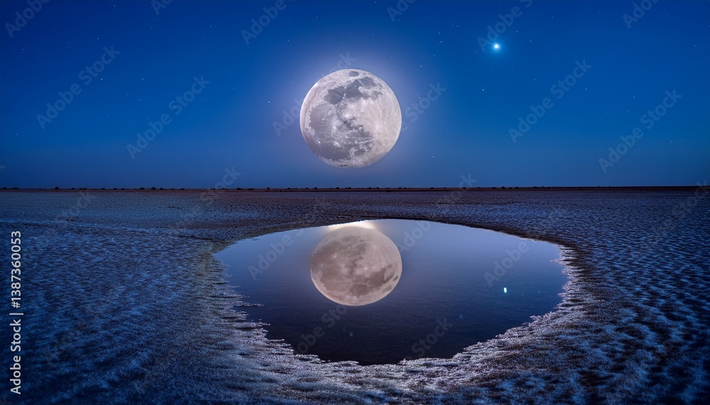 Salt Puddle Reflection of Moon in Salt Water Puddle In Rann of Kutch, Thar Desert ...