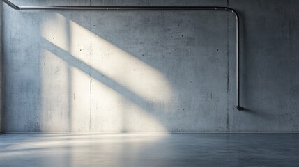 Aufkleber - Sunlight streams through a window in a minimalist concrete room.