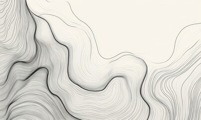 Abstract line art background . Minimalist pencil hand drawn contour doodle scribble curve lines style background. Design illustration for fabric, print, cover, banner, decoration, Generative AI