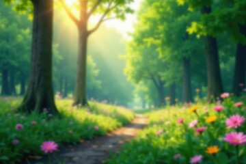 Wall Mural - abstract blurred nature scene, perfect for website backgrounds, spring, overlay, photo