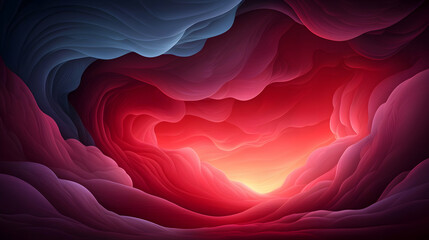 Wall Mural - abstract cloudscape: dramatic red and blue cloudscape with glowing center