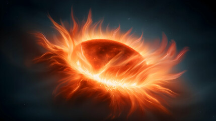 Wall Mural - glowing sun with intense solar flares and radiant energy