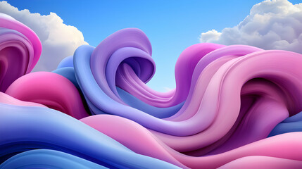Wall Mural - abstract pastel waves in a dreamlike sky