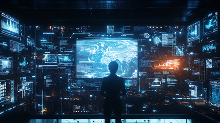 Wall Mural - an ai powered system improving disaster response by analyzing environmental data, ai-assisted evacua