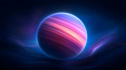 Wall Mural - celestial harmony: glowing pink and purple planet in a dark blue space