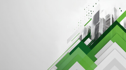 Wall Mural - A white background with a green and white design of buildings