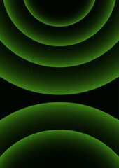 Aufkleber - Abstract hypnotic rhythm of light and shadow with Vibrant green concentric circles emerge from the darkness. Minimalist cover template with vibrant perspective geometric oval shapes.