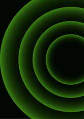 Aufkleber - Abstract hypnotic rhythm of light and shadow with Vibrant green concentric circles emerge from the darkness. Minimalist cover template with vibrant perspective geometric oval shapes.