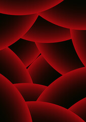 Aufkleber - Abstract hypnotic rhythm of light and shadow with Vibrant red concentric circles emerge from the darkness. Minimalist cover template with vibrant perspective geometric oval shapes.