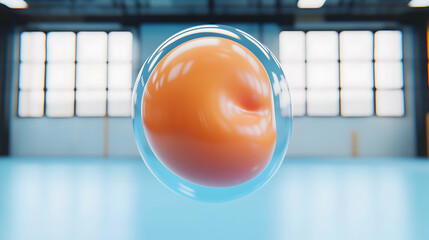 Wall Mural - floating orange bubble in sunlit room