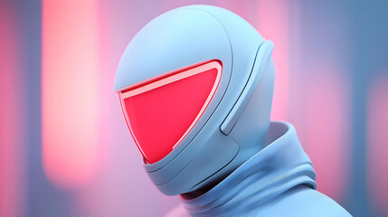 Canvas Print - futuristic armored figure with glowing visor