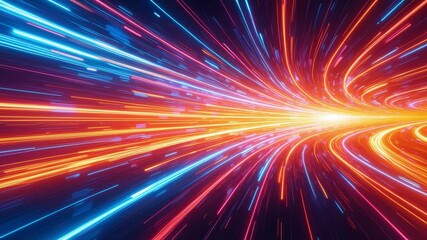 Aufkleber - A vibrant, abstract representation of flowing light trails in a digital landscape