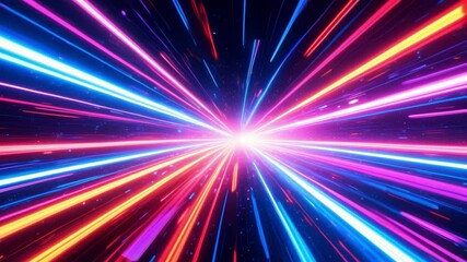 Aufkleber - A vibrant, abstract representation of flowing light trails in a digital landscape