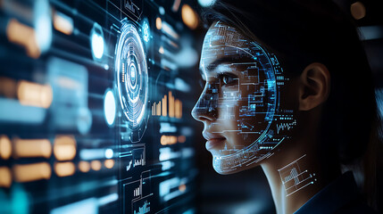 Wall Mural - an ai powered system optimizing customer experience by analyzing behavioral data, ai-assisted person
