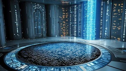 Wall Mural - a quantum computing research facility, featuring futuristic superconductor cooling technology.