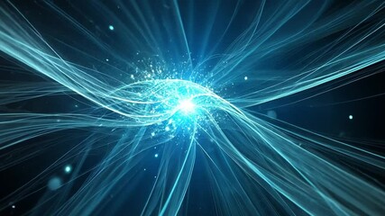 Wall Mural - a vibrant blue energy field with swirling digital particles, representing the flow of artificial int