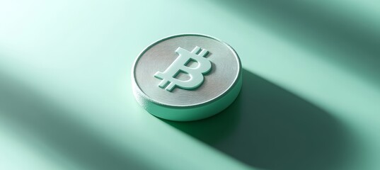Poster - 3D bitcoin. Digital currency payment transaction. Generative AI technology.	

