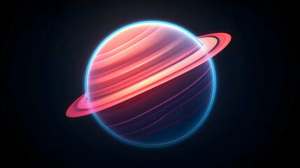 Wall Mural - glowing red planet with rings in space