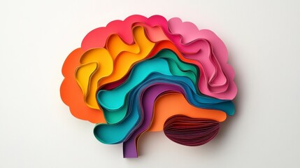 Poster - Colorful layered paper brain.