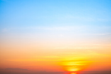 Wall Mural - sky,sunset, beautiful , luxury soft gradient orange gold clouds and sunlight on the blue sky perfect