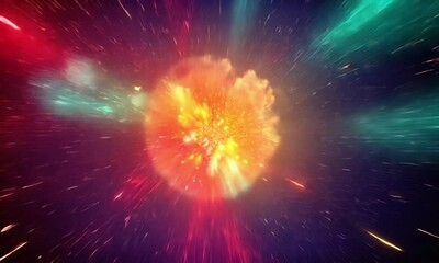 Wall Mural - Fireworks Loop with Bold Bright Colors Exploding at Varying Speeds to Create Dynamic Rhythm in Background Made with Generative AI Technology