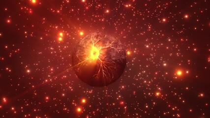 Wall Mural - dying alien planet glowing in deep space, 3d rendering